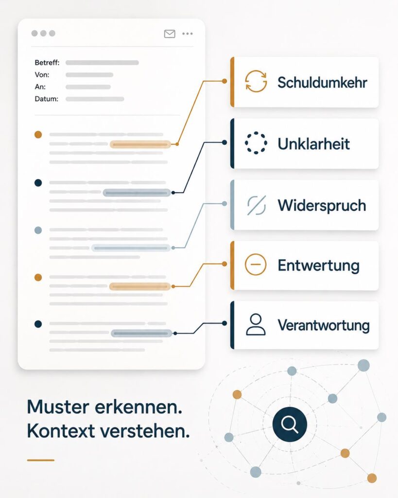 Sprachliche Muster erkennen: Schuldumkehr, Unklarheit, Widerspruch, Entwertung und Verantwortung